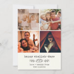 Happy Challah Days Modern Hanukkah Photo Collage Holiday Card<br><div class="desc">Happy Challah Days! This simple modern hanukkah card has a trendy Instagram layout grid and features 4 of your favorite photos alongside a custom typewriter  message as well as a whimsical challah bread and botanical branch illustration. On the back is a warm red orange gingham pattern.</div>