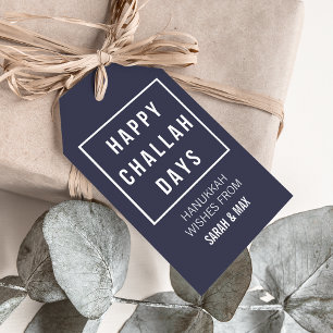 Happy Challah Days Modern Minimalist Hanukkah Gift Tags