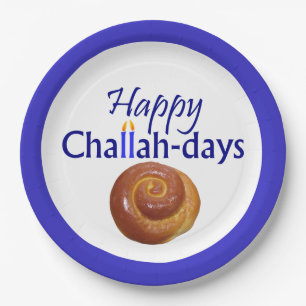 Happy Challah-Days Paper Plate