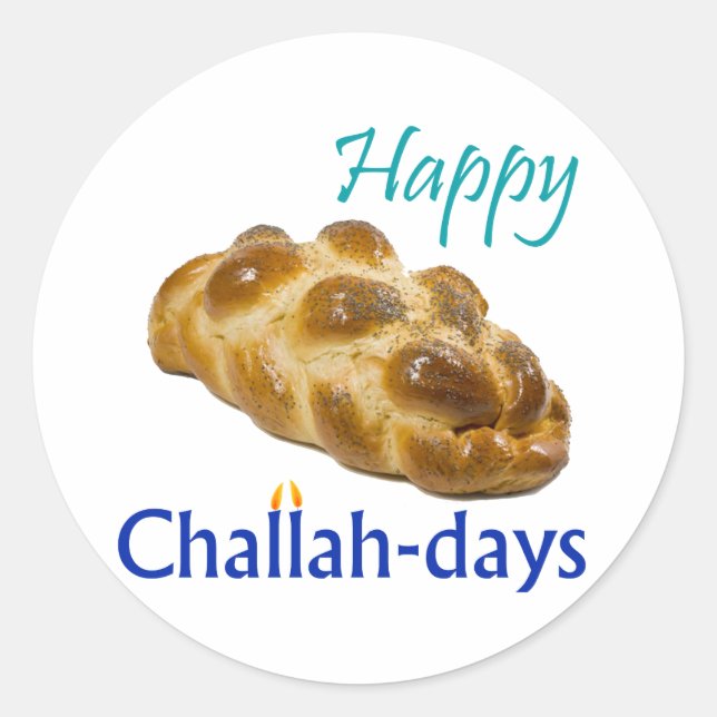 Happy Challah-days Round Stickers (Front)