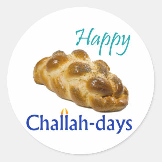 Happy Challah-days Round Stickers