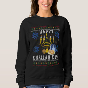 Happy Challah Days Ugly Hanukkah Sweater Men Boy