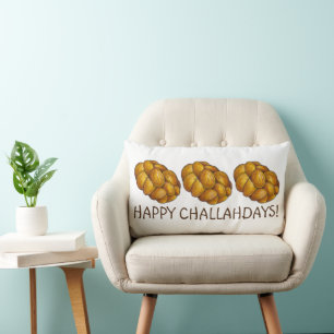 Happy Challahdays Challah Bread Hanukkah Holiday Lumbar Pillow