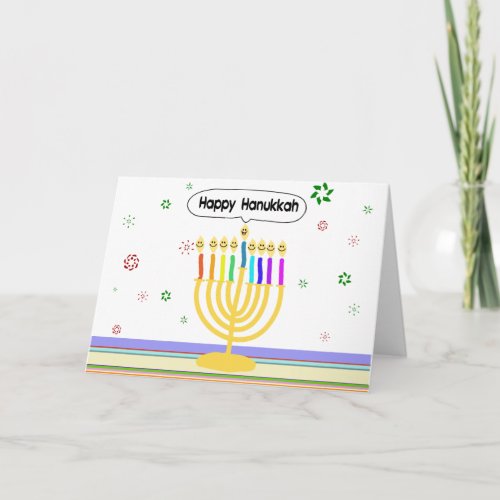 Happy Channukah Menora  Chanukia Holiday Card