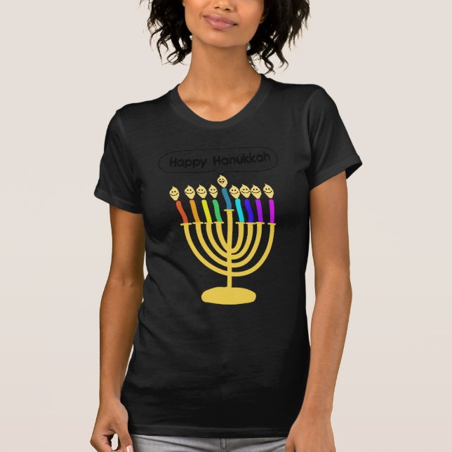 Happy Channukah Menora / Chanukia T-Shirt (Front)