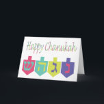 Happy Chanukah Card<br><div class="desc">Happy Chanukah Greeting Card with dreidles. Completely customizable and personalizable!</div>