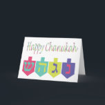 Happy Chanukah Card<br><div class="desc">Happy Chanukah Greeting Card with dreidles. Completely customizable and personalizable!</div>