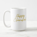Happy Chanukah Classic Mug, 15 oz Coffee Mug<br><div class="desc">Enjoy your beverage of choice,  inspired by this uplifting message in an elegant gold script font.</div>