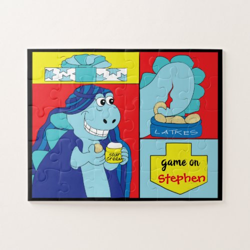 Happy Chanukah Dinosaur Jigsaw Puzzle