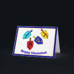 Happy Chanukah Dreidels Holiday Card<br><div class="desc">Four Chanukah Dreidels in bright colors with the words Happy Chanukah underneath</div>