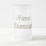 Happy Chanukah Hanukkah Gold Typography Elegant Frosted Glass Beer Mug<br><div class="desc">Happy Chanukah Hanukkah Golden Text Typography Elegant Chanukah Festival of Lights Celebration Frosted Glass Mug</div>