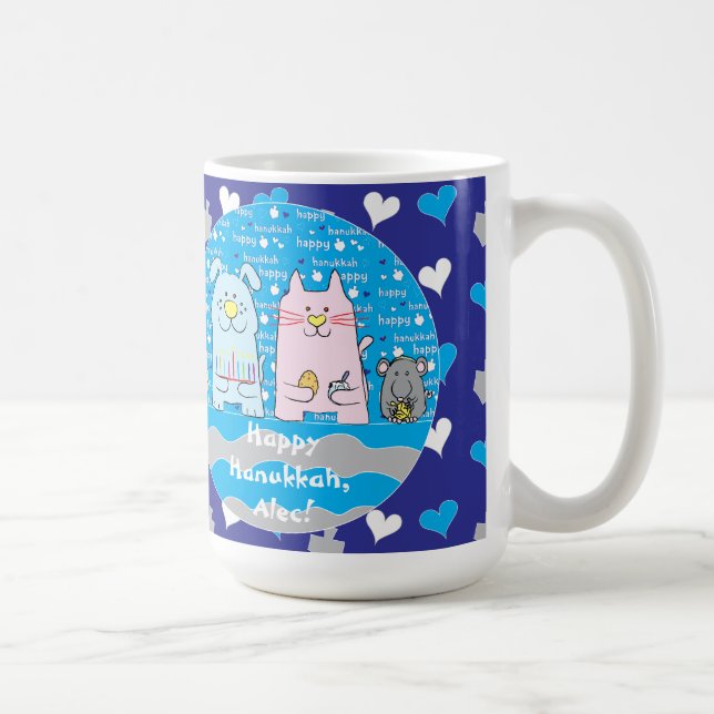 Happy Chanukah/Hanukkah PETS Blue Mug (Right)