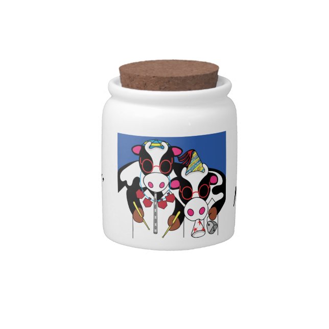 Happy Chanukah Happy Moo Year Candy Jar (Front)