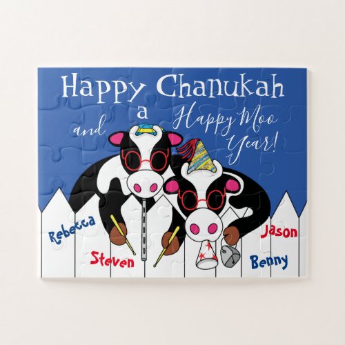 Happy Chanukah Happy Moo Year Jigsaw Puzzle