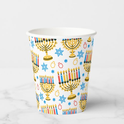 Happy Chanukah Holiday Pattern Paper Cups