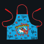 Happy Chanukah Judah Hero Apron<br><div class="desc">Happy Chanukah Judah Maccabee Super Hero apon. Personalize by deleting text and adding your own. Use your favorite font style, color, and size. Be sure to choose size and strap color. All design elements can be transferred to other Zazzle products and edited. Happy Hanukkah! Thanks for stopping by. Much appreciated!...</div>