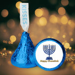 Happy Chanukah Menorah Hershey®'s Kisses®<br><div class="desc">Happy Chanukah text in gold with a blue menorah.</div>