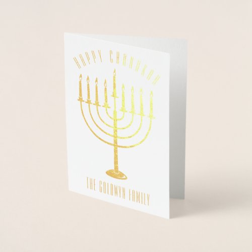 Happy Chanukah Menorah Holiday Foil Card