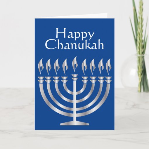 Happy Chanukah - Menorah in Silver - Card | Zazzle