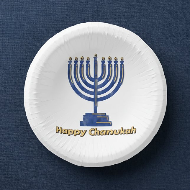 Happy Chanukah Menorah Paper Bowls (Creator Uploaded)