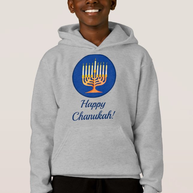 Happy Chanukah! Menorah Personalized  Hoodie (Front)