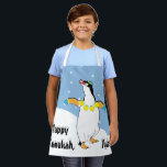 Happy Chanukah Penguin Apron<br><div class="desc">Happy Chanukah Penguin Apron. Personalize by deleting text and adding your own. Use your favorite font style, color, and size. Be sure to choose size and strap color. All design elements can be transferred to other Zazzle products and edited. Happy Hanukkah! Thanks for stopping by. Much appreciated! Size: All-Over Print...</div>
