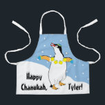 Happy Chanukah Penguin Apron<br><div class="desc">Happy Chanukah Penguin Apron. Personalize by deleting text and adding your own. Use your favorite font style, color, and size. Be sure to choose size and strap color. All design elements can be transferred to other Zazzle products and edited. Happy Hanukkah! Thanks for stopping by. Much appreciated! Size: All-Over Print...</div>