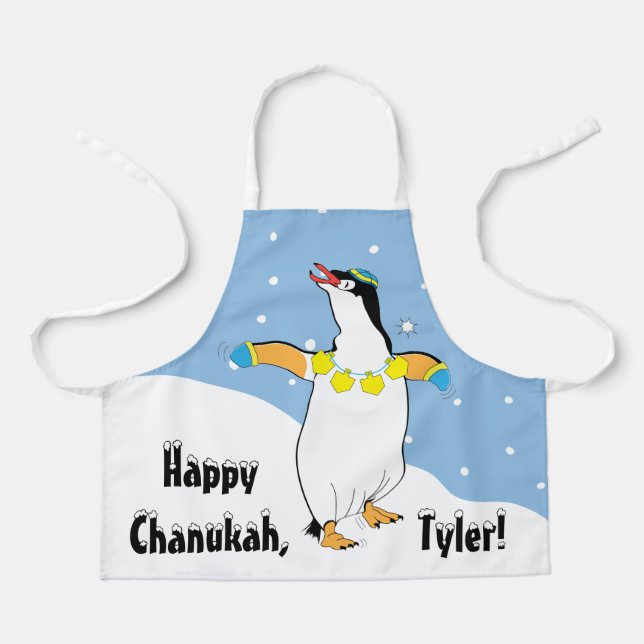 Happy Chanukah Penguin Apron (Front)