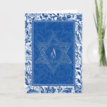 Happy Chanukah - Star Of David in Silver 3 - Card<br><div class="desc">A simple blue and white "Happy Chanukah" greeting card with a Star Of David in Silver,  and silver "Happy Chanukah" inside.</div>