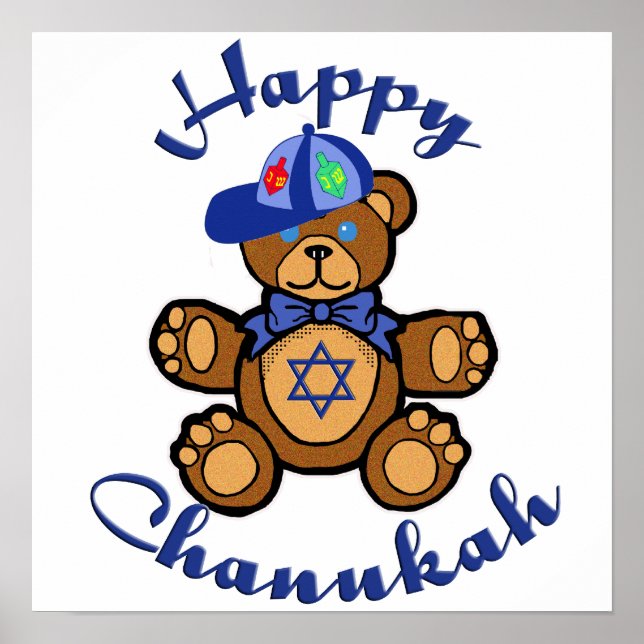 Happy Chanukah Teddy Bear Poster (Front)