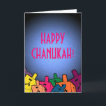 Happy Chanukah with dreidles Holiday Card<br><div class="desc">Greeting Card Vertical Template</div>