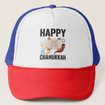 Happy Chanukkah Funny Jewish Hanukkah Holiday Trucker Hat<br><div class="desc">Funny, santa, christmas, hanukkah, menorah, jewish, jew, gift, birthday, passover</div>