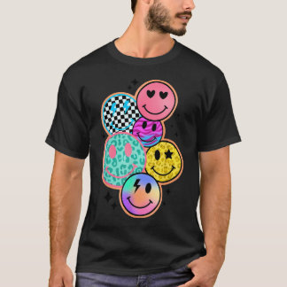 Happy Checkered Smile Face Colorful T-Shirt