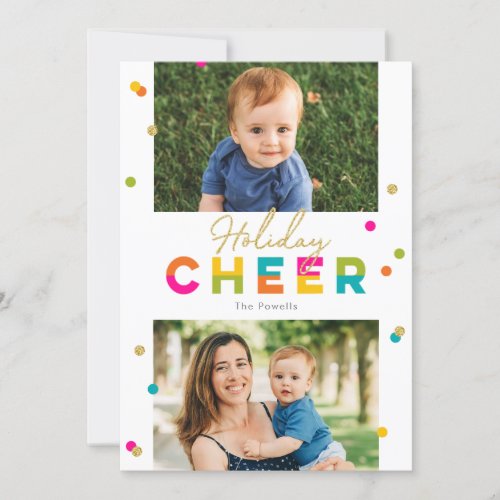 Happy Cheer Colorful Bright Holiday Photo Card