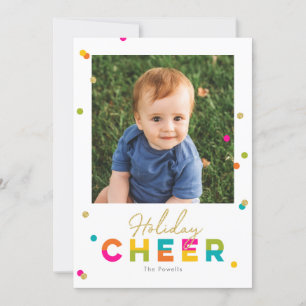Happy Cheer Colorful Bright Holiday Photo Card