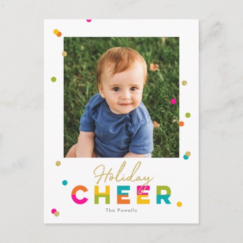 Happy Cheer Colorful Bright Holiday Postcard