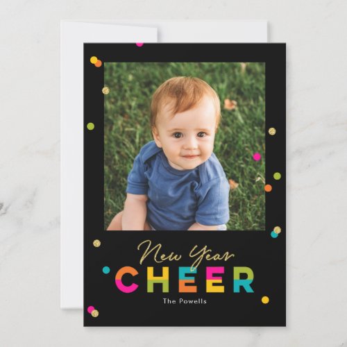 Happy Cheer Colorful Bright New Year Photo Card