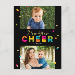 Happy Cheer Colorful Bright New Year Postcard