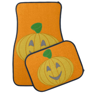 Happy Cheery Orange Pumpkin Smiles Orange Car Mats