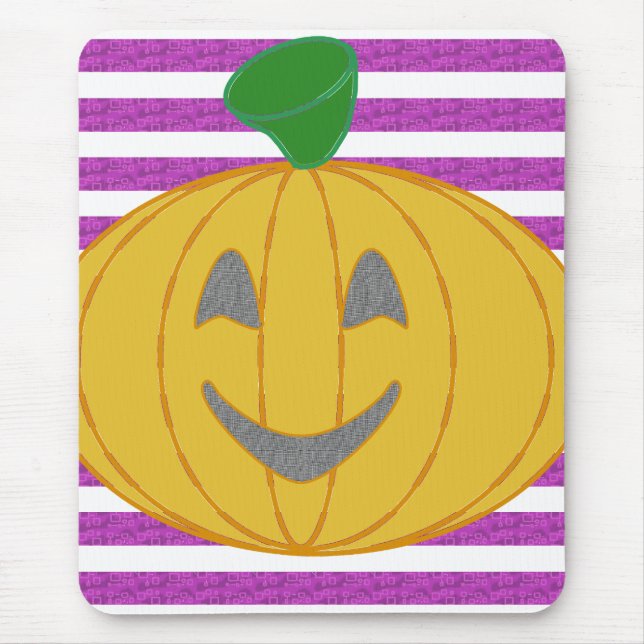 Happy Chic Modern Orange Pumpkin Purple Geometric Mouse Pad (Front)