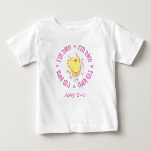 Happy Chick 2nd Birthday Pink Baby T_Shirt