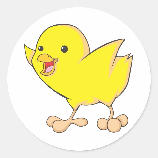 Happy Chick Classic Round Sticker (Front)
