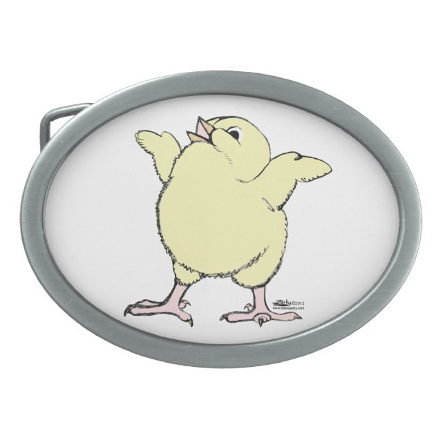 Happy Chick Oval Belt Buckle (Front)