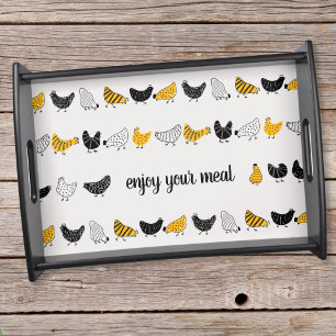Happy Chicken Country Farm Animal Pattern Serving Tray