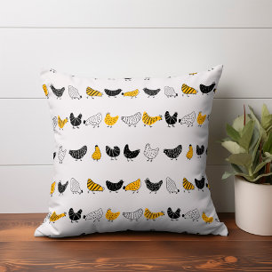Happy Chicken Country Farm Animal Pattern Throw Pillow