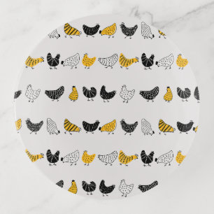 Happy Chicken Country Farm Animal Pattern Trinket Tray