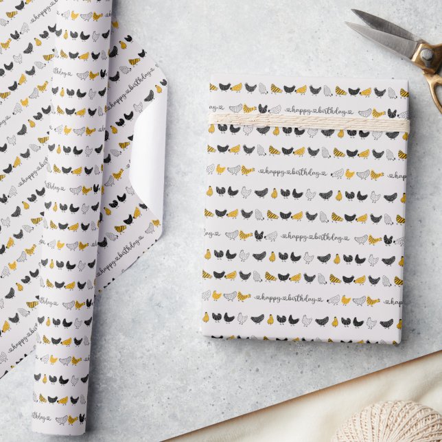 Happy Chicken Country Farm Animal Pattern Wrapping Paper (happy chicken birthday wrapping paper)