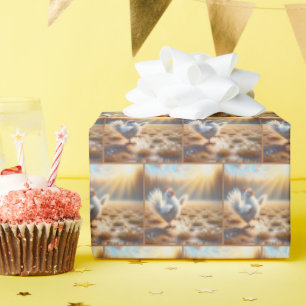Happy Chicken Dancing In Dirt Wrapping Paper