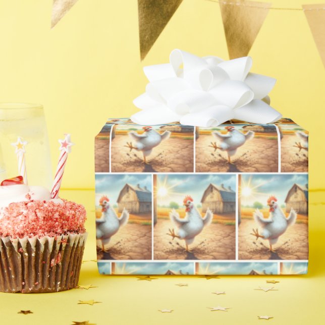Happy Chicken Dancing Wrapping Paper (Birthday Party)