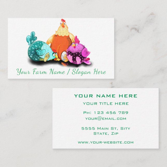 Happy Chicken Farm Funny Business Card Template (Front/Back)